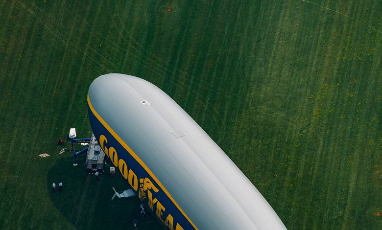 Goodyear blimp bird's eye view