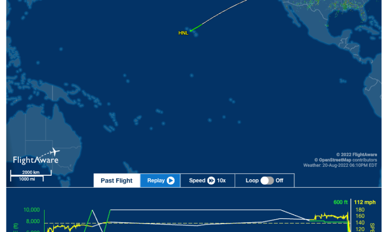 Graphic of flight track courtesy of FlightAware