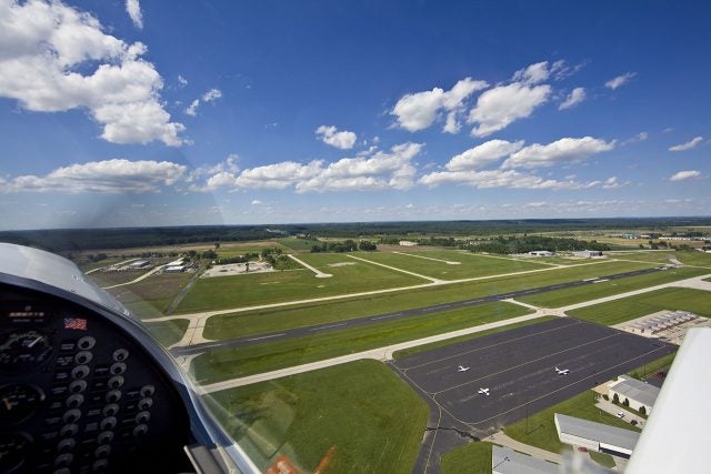 View from the cockpit of a small aircraft