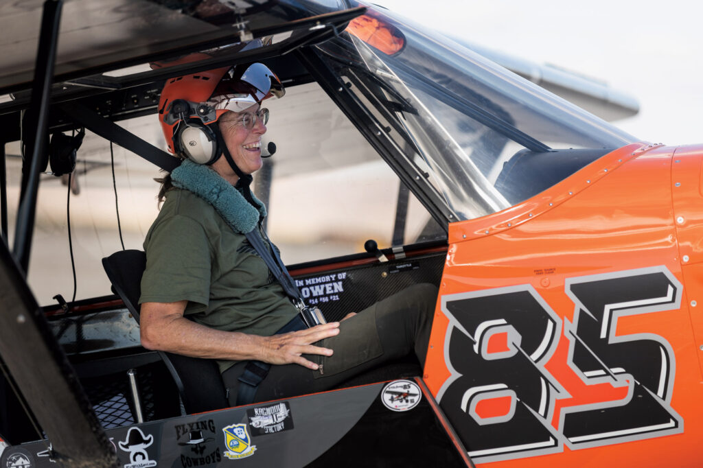 Cathy Page is one of many talented STOL Drag competitors. She flies her CubCrafters FX-2 Carbon Cub named Luna C off airport regularly. [Credit: Ryan Cleek]