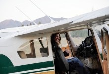 The author prepares for a sunset departure in ‘Yoda,’ a Cessna 182 out of Seeley Lake (23S). [Credit: Cayla McLeod]
