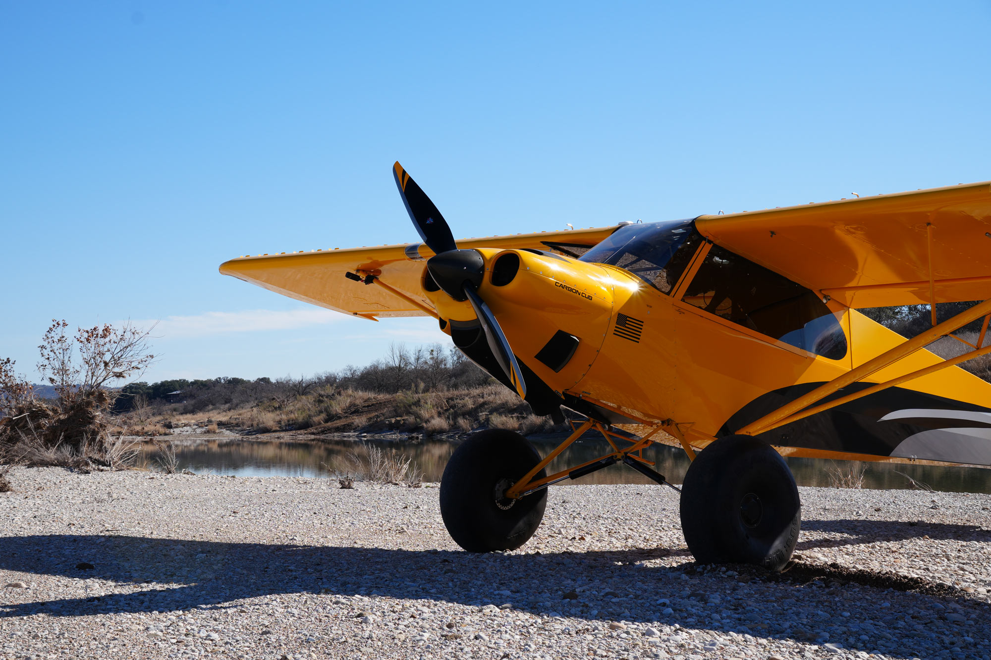 A Carbon Cub EX perched in a Lone Star State riverbed. [Credit: Cayla McLeod]