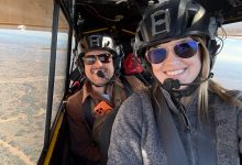Cayla McLeod and Tres Clinton enjoy a tailwheel currency and proficiency flight in an EX Carbon Cub. [Credit: Cayla McLeod]