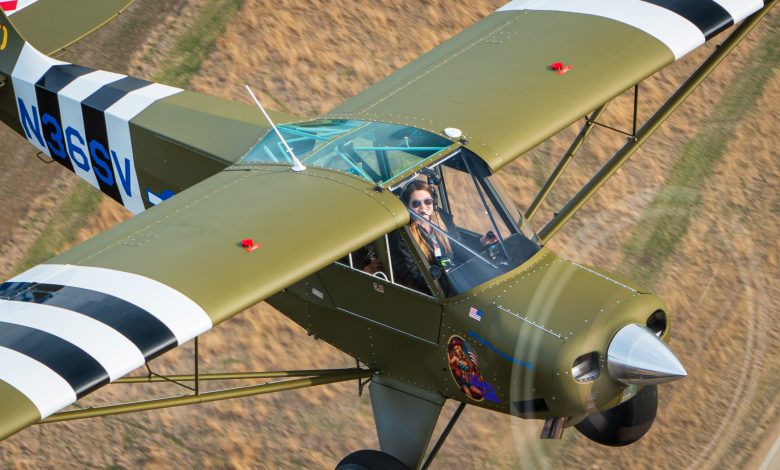Taking a coffee break at the WACO factory and flying a Husky.