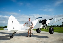 Florida native Chuck Kinberger poses with his CubCrafters FX-3 Carbon Cub on 35-inch Alaskan Bushwheel tires. [Credit: Jon Whittle]