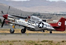 A P-51 racer taxies out to do battle over the skies of Reno. [Credit: NCAR]