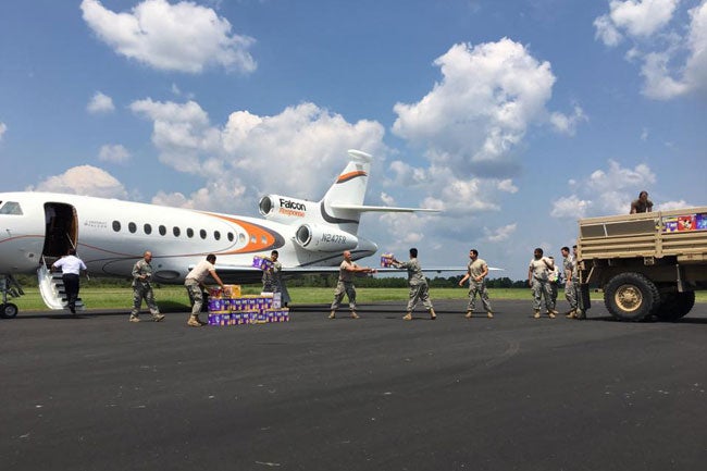 Dessault Falcon Jet supply flight