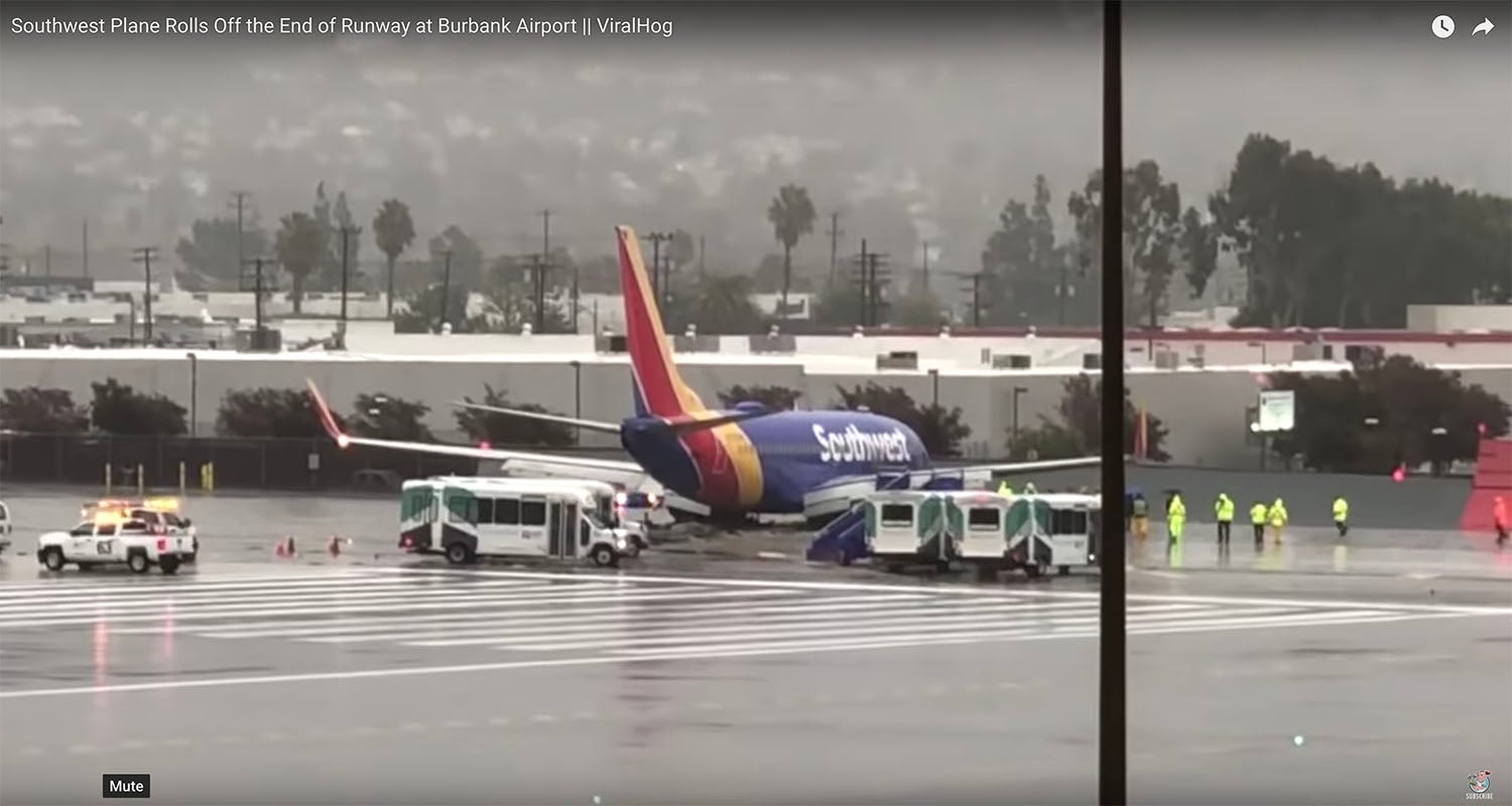 Southwest Airplane overruns runway.