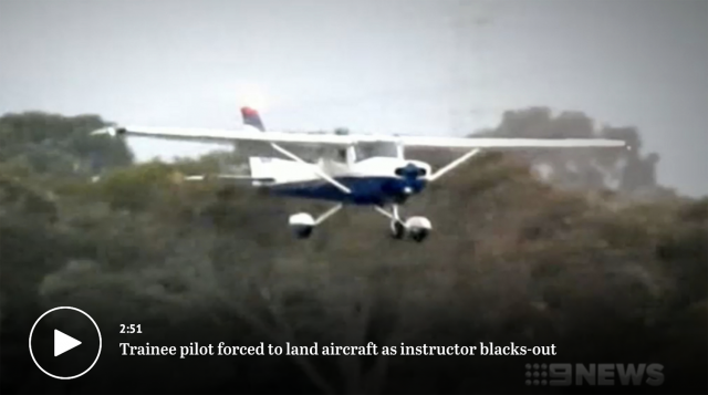 Student pilot landing a plane