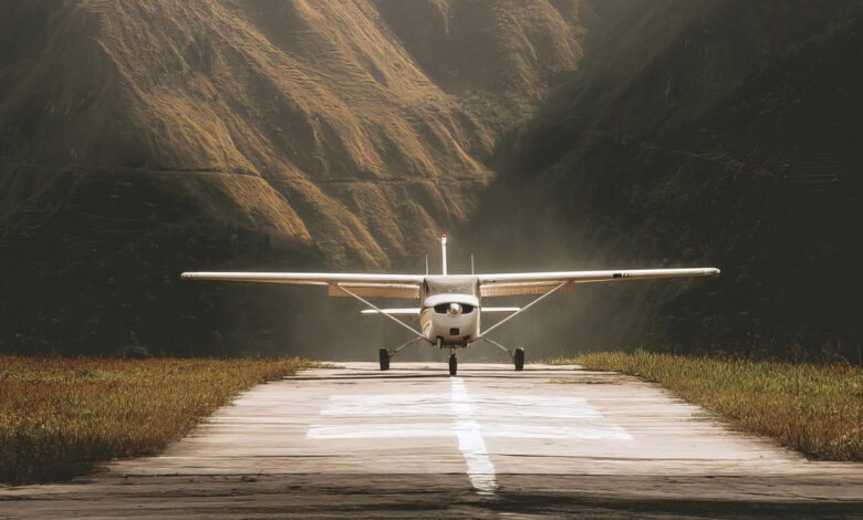 GA airplane taking off. Illustration for DPE shortage