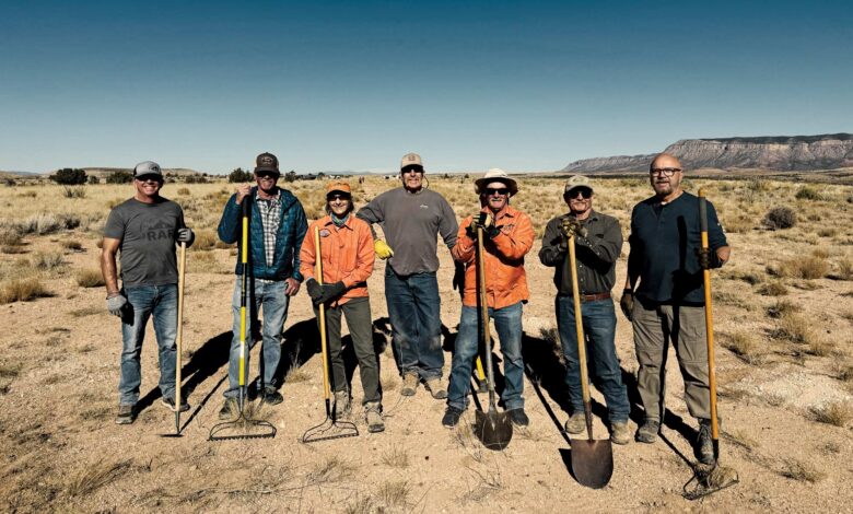 RAF volunteers prepare for a work party at a desert airstrip. [Credit: Recreational Aviation Foundation]
