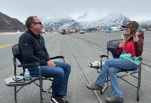 Plane + Pilot editor-in-chief Cayla McLeod has a sit-down interview with former AOPA president and CEO Darren Pleasance in Valdez, Alaska. [Credit: Cayla McLeod]